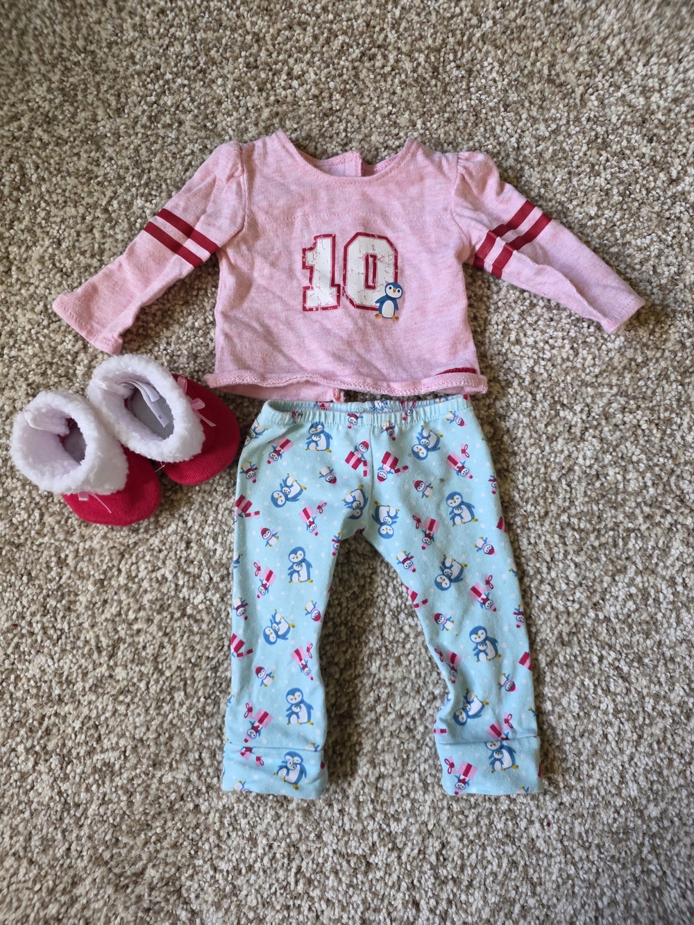 American Girl Pink Holiday Penguin Pajama Set